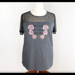Lane Bryant Graphic T-Shirt with Mesh Shoulders - PLUS SIZE